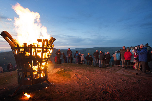 A birthday beacon for the Queen's 90th lit atop Eccles Pike, Chapel-en-le-Frith - Thusrday 21 April 2016